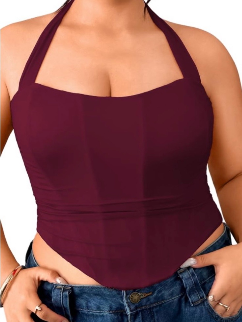 Maroon Halter Bustier Top - Picture 7 of 7